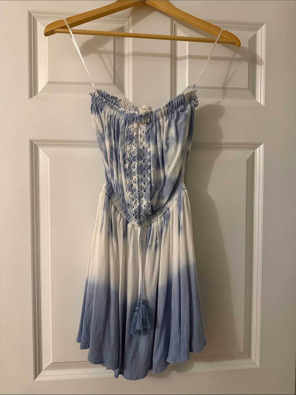 Ocean Drive Blue and White Strapless Tie-Dye Dress
